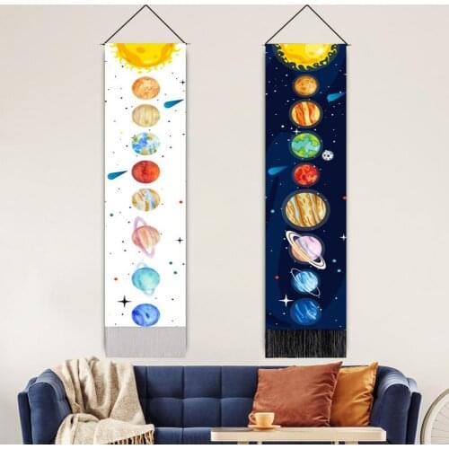 Solar System Tapestry Hanging Wall Planet Innovative Astronomy Universe Earth Art Tapestry Handmade Tassel For Room Decor