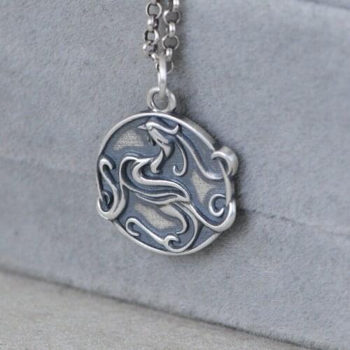 New Silver 925 Retro Necklace Pendant for Women Fashion Round Slide Pendants Wholesale Party Jewelry Gifts for Women Girls