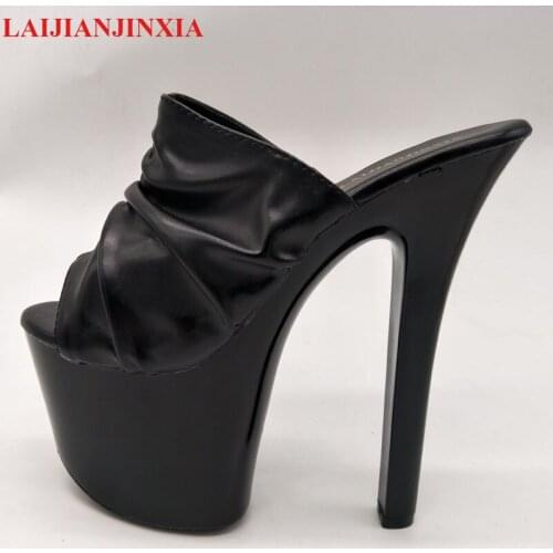 New sexy pleated vamp 17 high heels,banquet stage high heels, fish-mouth slippers, model dancing shoes