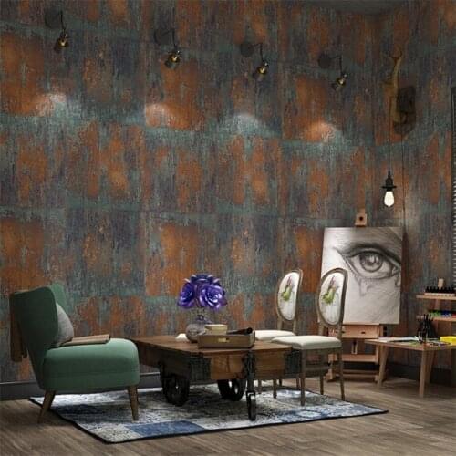 Papel de parede Nostalgic Industrial Wind Wallpaper Metal Tin Bronze Yellow Bar Restaurant Living Room Clothing Store Wallpaper