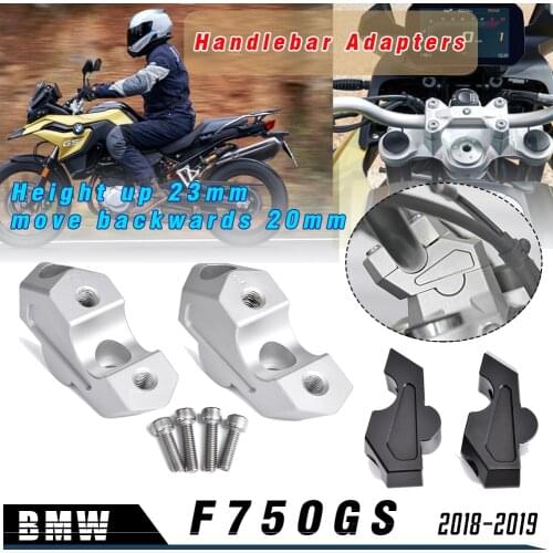 F750GS 2018 2019 Handlebar Risers Height up 23mm Up 20mm Back Adapters for BMW F 750GS F 750 GS Handle Bar Raised Extend 18 19