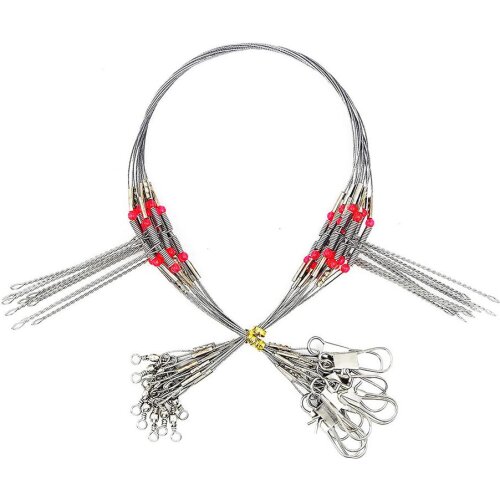 Fishing Leaders Stainless Steel Fishing Rigs Fishing Gear Tackle High-Strength Fishing Wire with Swivel Snaps Beads for Lures