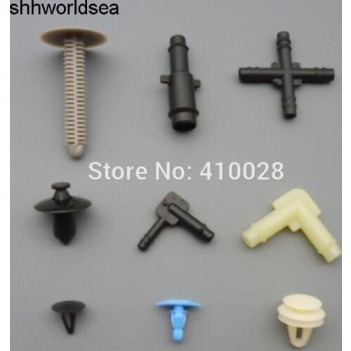 Shhworldsea 100pcs auto fasteners door trim retainer elbow headlight grille clip cross connector push type retainer for nissan