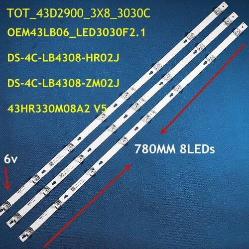 1set=3pieces LED Backlight FOR T C L L43E5800A-UD OEM43LB06 LED3030F2.1 V1.2 DS-4C-LB4308-YM01J