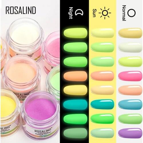 ROSALIND Luminous Nail Dip Powder Holographic Powder Nails Dust Without Lamp Nail Art Decoration Glitter Dipping Semi Permanent