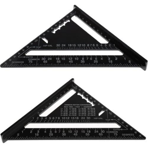 Triangular Measuring Ruler 7 Inch Metric Aluminum Alloy Speed Square Roofing Triangle Angle Protractor Trammel Tester Tools