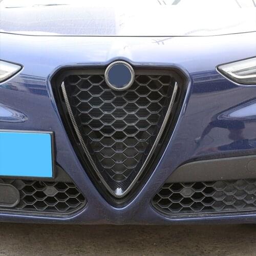 Carbon Fiber Style ABS Plastic Front Grill Decoration Frame Trim For Alfa Romeo Stelvio 2017 2018 2019 2020 Parts