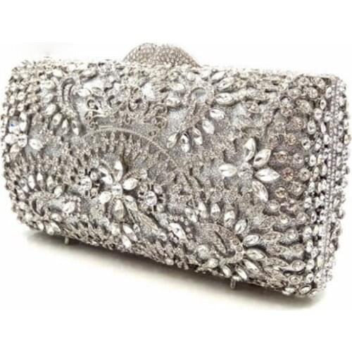 Gold diamond Crystal banquet prom Evening Clutch Purse Women Wedding Party Cocktail Metal Mini Minaudiere Handbag Bag for female