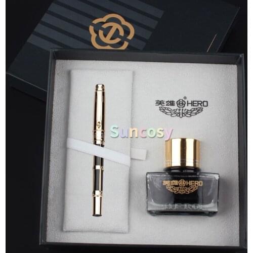 HERO Fountain Pen 2065, 10K Gold NIB, Rotary Ink Absorber, Adult Calligraphy Practice Business Gifts Birthday Gifts