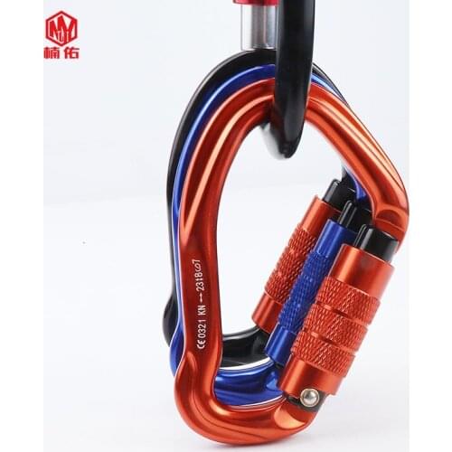 1PC Outdoor Rock Gliding Work Sling Hanging Buckle Quick Hook With Lock Portable Aviation Aluminum 23KN Climbing Carabiner
