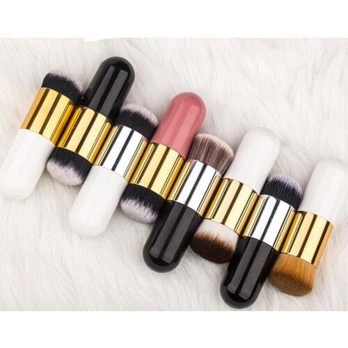 1pc Professional Chubby Pier Foundation Brush 6 Color Makeup Brush Flat Cream Makeup Brushes Professional Cosmetic Make-up Brush