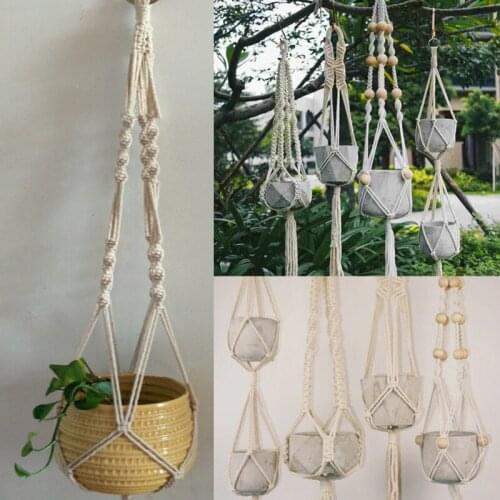 1 piece Vintage Macrame Plant jute rope Hanger Garden Flower Pot Holder Hanging Knotted Rope Braided Basket Home Garden Decor