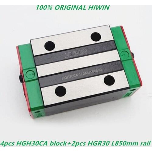 100% Original HIWIN 4pcs HGH30CA linear block carriage + 2pcs HGR30-L850mm Linear guide rail For CNC