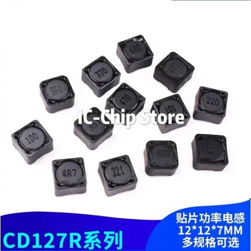 100PCS/LOT CD127R CD127 3.3/3.7/6.8/10/15/22/33/47/68/100/150/220/330/470/680UH 12X12X7 SMD power inductor