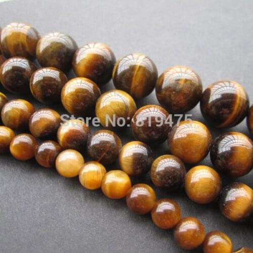 15.5" A Grade Natural Tiger-Eye Beads Yellow Color 6 8 10 12mm Natural Stone Beads for jewelry making