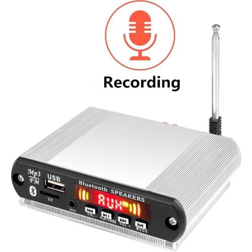 2*3W Amplifier MP3 Player Bluetooth Decoder Board Car Accessory With Recording Function Support USB/SD/FM Audio Module DIY Case