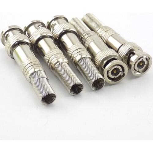 5pcs BNC Male Connector Solderless Jack Coaxial Twist-on Adapter for CCTV Camera Accessories Surveillance Kit System