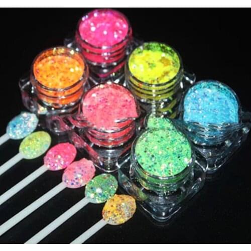6 Box Holographic Nail Glitter Flakes Shining Sequin For Nail Art Paillette Manicure 3D DIY Nail Art Decorations
