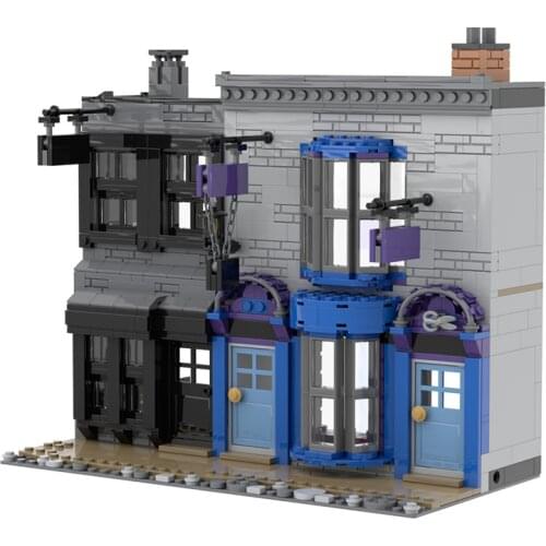 925 PCS MOC Toys Harry Movie City Street Scene Cauldron Shop Diagonal Alley Building Blocks Modular Construction Block Model