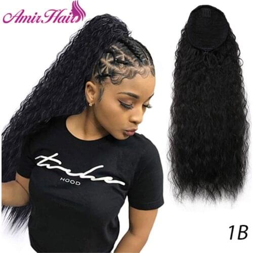 Amir Hair Drawstring Ponytail Extensions Synthetic Long Kinky Curly Ponytails Wig Hair Pieces For Women Fake Hair Extension Clip