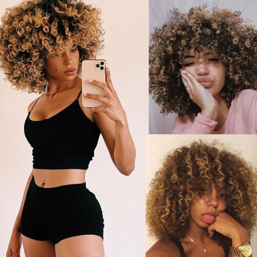 AOOSOO Short Hair Black Twisted Curl Wig With Black Female African Synthetic 8inches