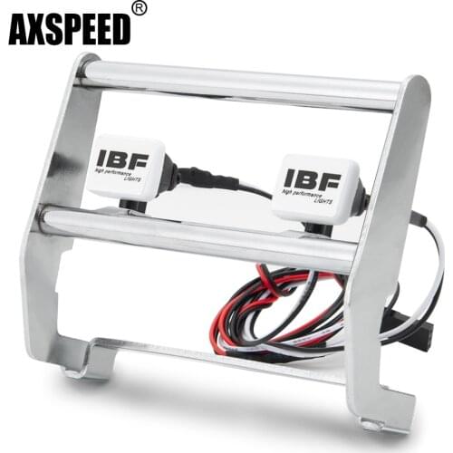 AXSPEED Stainless Steel Anti Collision Front Bumper with LED Light for Traxxas TRX-4 TRX4 Ford Bronco 1/10 RC Crawler Car Parts