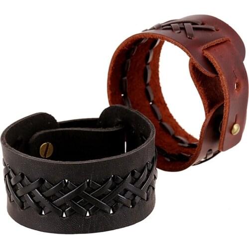 Vintage Style Mens Genuine Leather Bracelet Women Punk Jewelry Wholesale
