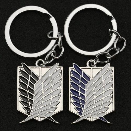 Attack On Titan Keychain Wings of Liberty Freedom Scouting Legion Eren Keyring Key Holder Chain Ring New Anime Jewelry Wholesale