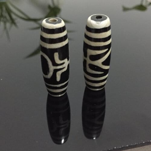 40mm Natural Tibetan Dzi Agates Stone Beads Retro Black White Vintage Jewelry Accessories DIY Oval Geometric Agates Beads Male