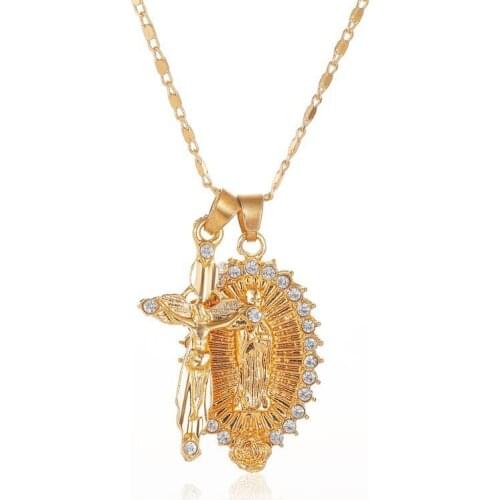 Men Women Gold Color Catholic Religious Saint Blessed Virgin Mary Pendant Necklace Jewelry