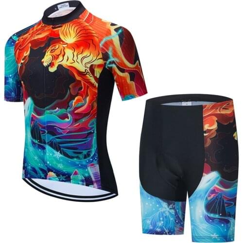 Cyhaen New Cycling Jersey Set Mens Bicycle Short Sleeve Bike Clothes Breathable Bib Shorts MTB Maillots Ropa Ciclismo Hombre