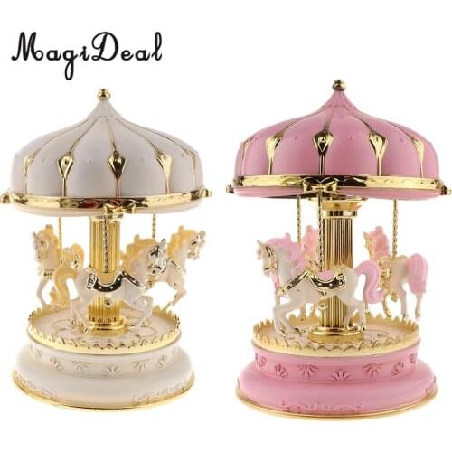 2 Colors Merry-Go-Round Resin Music Box Decor Carousel horse Music Box Christmas Wedding Birthday Gift
