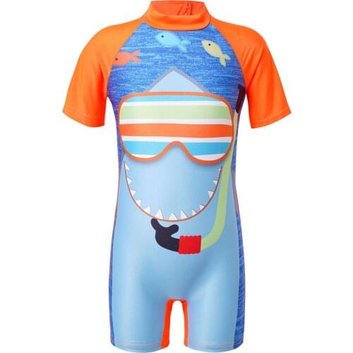 Kids Girls One-piece Swimwear 2021 Quick Dry Cartoon Printed Swimsuit Short Sleeve Shorts Beachwear Swimming Bathing Body Suits