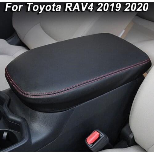 For Toyota RAV4 RAV-4 XA50 2019 2020 Carbon Fiber Black Leather Car Central Armrest Cover Armrest Box Case Car Accessories