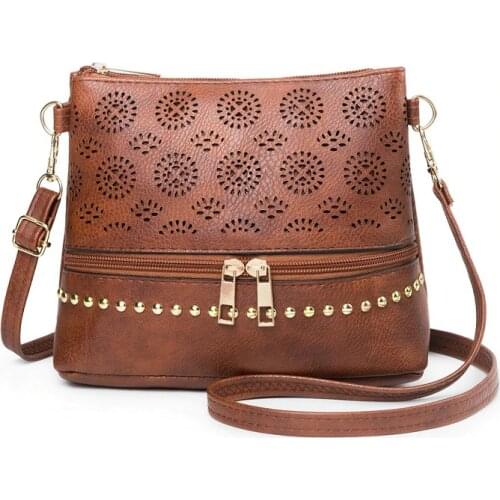 HISUELY Women Hollow Out Shoulder Bag Retro Bucket Bag Ladies Casual Messenger Bag Soft PU Leather Crossbody Bag Bolsa 2021 Q4