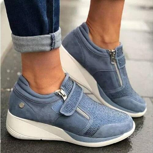Platform Sneakers Women Shoes Red Casual Shoes Comfortable Platform Shoes Heels Blue Canvas Shoes Women Invisible Wedge Sneaker