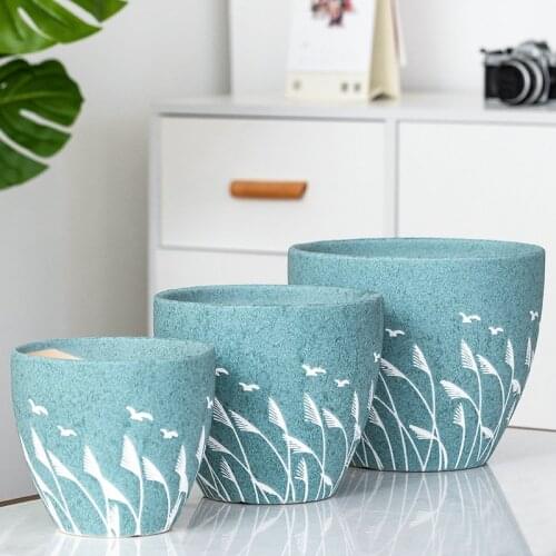 Round Nordic Flower Pot Plant Ceramic Large Indoor Plant Planting Pot Living Room Maceta Colgante Balcony Decoration ED50FP