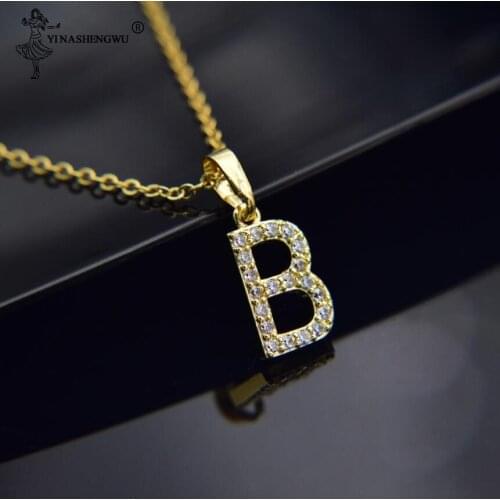 Cubic Zircon Alphabet Pendants Gold Silver Color Copper Mini A-Z Letter Pendant & Necklace Shinning 26 Initial Collares Jewelry