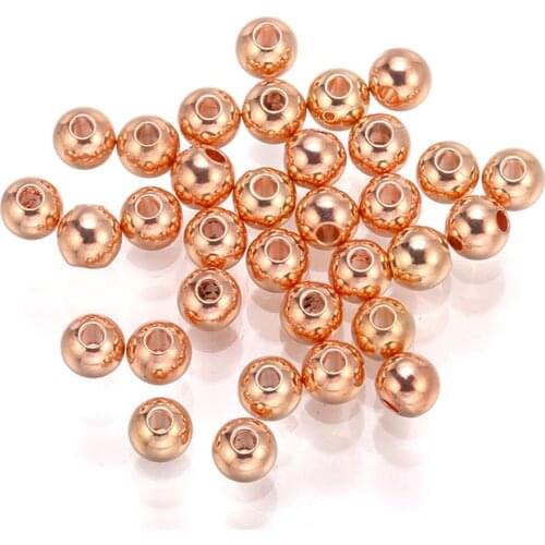 Copper solid round smooth Beads heavy gold ball spacers high quantity bracelet findings DIY jewelry making necklace accessories