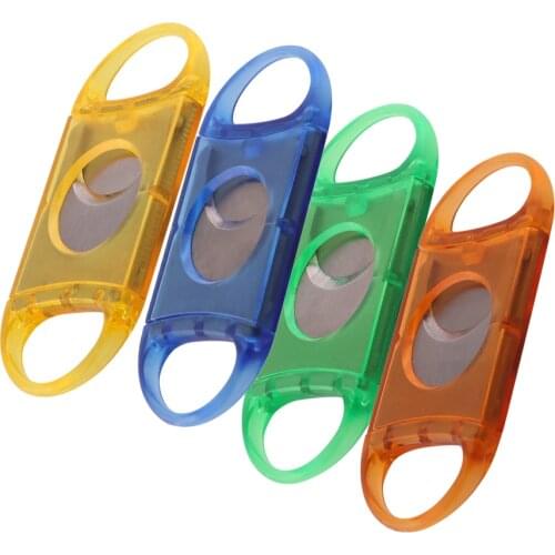 Cheap Double Blades Cutter Knife Metal Blade Plastic Cigarette Cutter Scissor Cuba Cigar Cutter Cigar Accessories