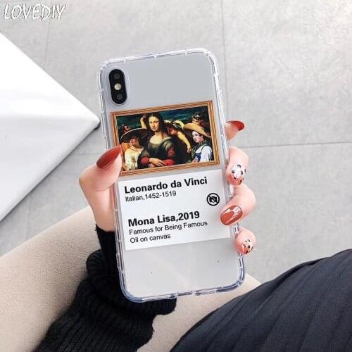 Fashion art leonardo Italy Mona Lisa phone case for apple iPhone 11 Pro X XS Max Xr 7 7plus 8 8plus 6 s plus Candy tpu coque