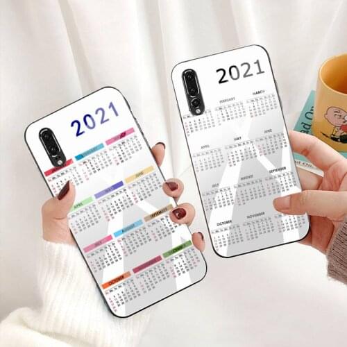 Fashion 2021 Calendar Phone Case Tempered Glass For Huawei P30 P20 P10 lite honor 7A 8X 9 10 mate 20 Pro