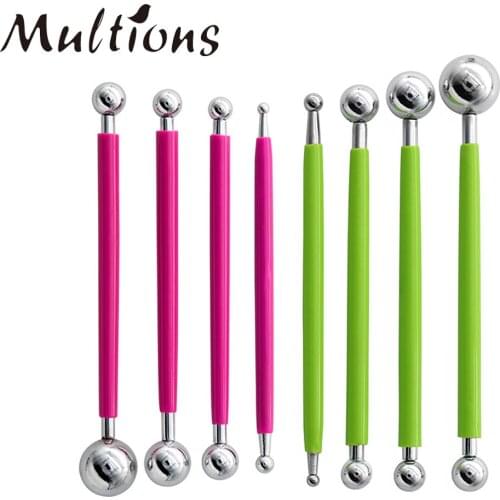 4pcs Modelling Ball Tools Set Stainless Steel Double-end Ball Sculpting Tools Cake Dessert Polymer Clay Tools Modeling Tools Set