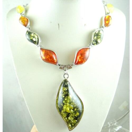 The New Fashion Precious Modernist teardrop golden honey pressed Ambers Pendant Necklace jewellery making A38