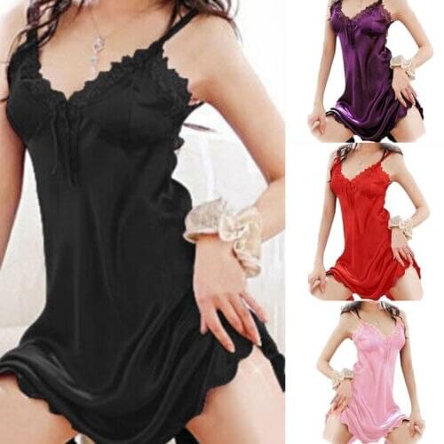 Newest trendy sexy lace v-neck Lady Lingerie Sleepwear Women Babydoll Robe Underwear Night Dress Sleepshirts Nuisette Summer