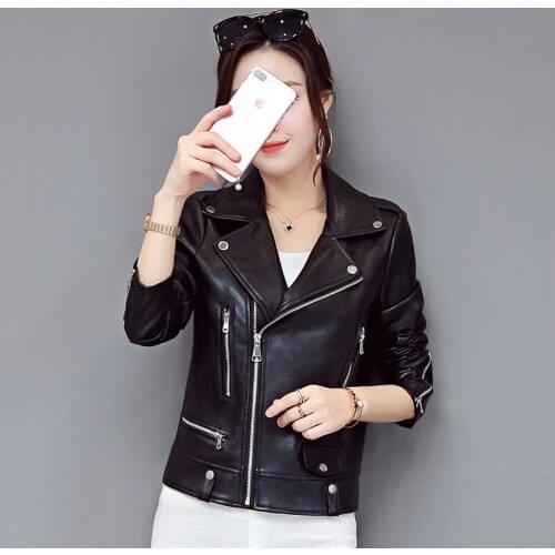 New Loose PU Faux Leather Jacket Women Classic Moto Biker Jacket Spring Autumn Lady Basic Coat Plus Size Outerwear