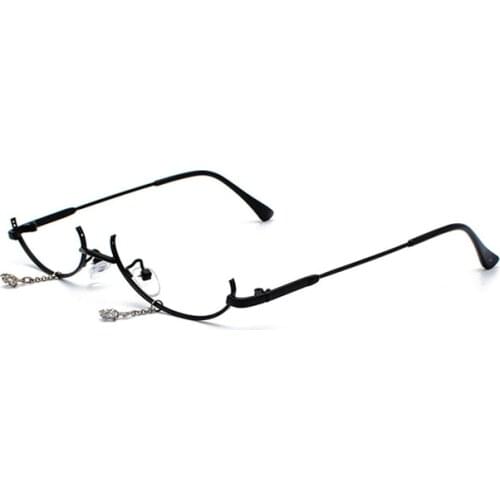 Seemfly Newest Lower Half-frame Glasses Drop No Lens Ins Female Chain Pendant Decoration Flat Mirror Eyeglasses Frame Fashion