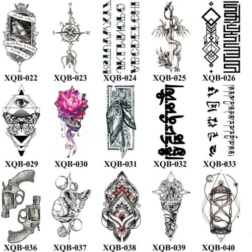 Wholesale 500pcs New XQB Serial 21x11CM Tattoo Sticker Unique Temporary Tattoo Waterproof Temporary Tattoo Onetime Body Tattoos