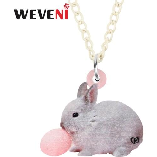WEVENI Acrylic Easter Eggs Hare Bunny Rabbit Necklace Choker Animal Pendant Collar Jewelry For Women Girls Classic Festival Gift