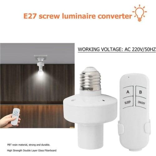 220V E27 Remote Control Bulb Holder Wireless Light Socket Home Screw Bulb Base Replacement PBT Resin Material Lamp Holder